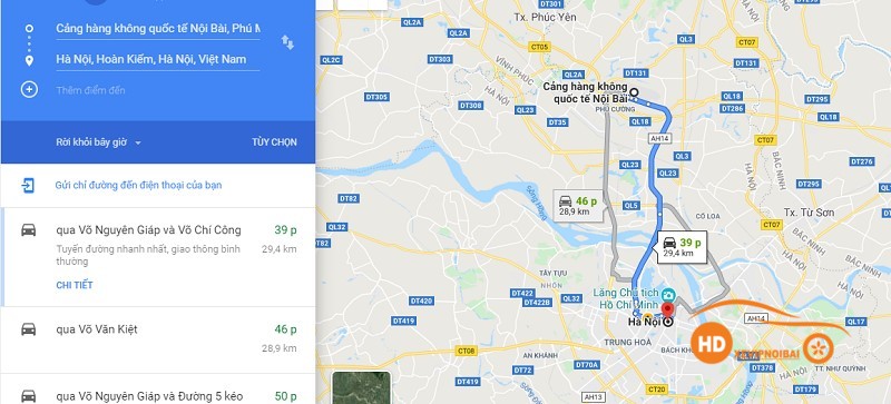 Từ Tam Đảo đi sân bay Nội Bài dài bao nhiêu KM?