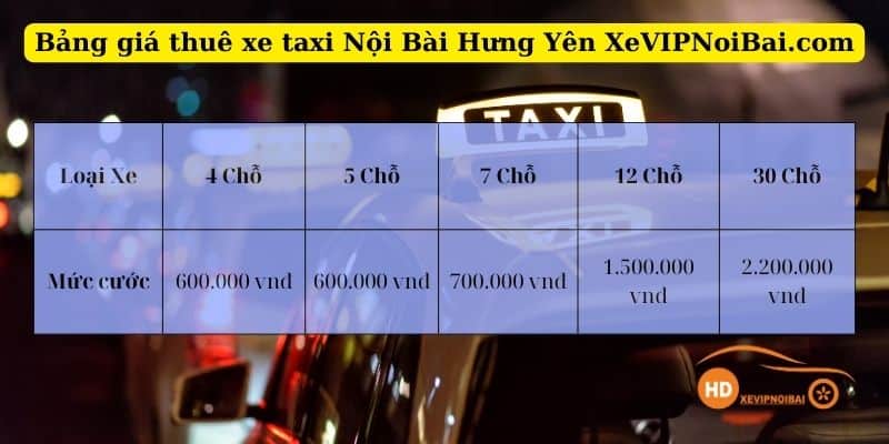 Bảng giá chi tiết thuê xe sân bay Nội Bài đi Hưng Yên