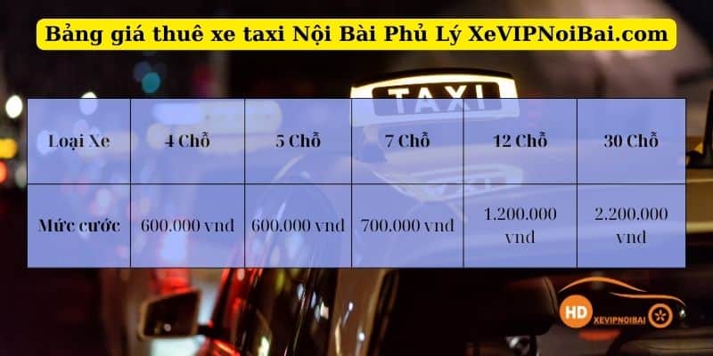 Dịch vụ cho thuê xe taxi từ sân bay về Phủ Lý của xevipnoibai.com